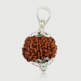 Natural 9 Mukhi (Nine Mukhi) Rudraksha Nepal Silver Pendant GJSPC Certified