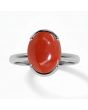 Coral (Special Quality) Silver Dual-Claw Ring (R4)