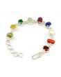 Navratna Sterling Silver Bracelet with all Nine Natural Gemstones for Navgraha Lab Certified 44.43gm