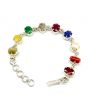 Navratna Sterling Silver Bracelet with all Nine Natural Gemstones for Navgraha Lab Certified 44.69gm