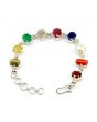Navratna Sterling Silver Bracelet with all Nine Natural Gemstones for Navgraha Lab Certified 44.16gm