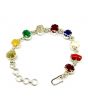 Navratna Sterling Silver Bracelet with all Nine Natural Gemstones for Navgraha Lab Certified 44.49gm