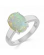 Opal (Special Quality) Silver Classic Solitaire Ring (R2)