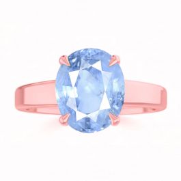 Blue Sapphire (Special Quality) Rose Gold Classic Solitaire Ring (R2)