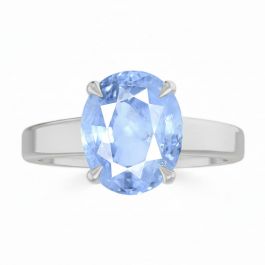 Blue Sapphire (Special Quality) Silver Classic Solitaire Ring (R2)