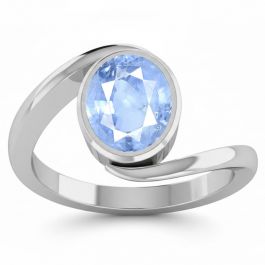 Blue Sapphire (Special Quality) Silver Wave Ring (R3)