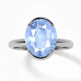 Blue Sapphire (Special Quality) Silver Dual-Claw Ring (R4)