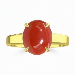 Coral (Special Quality) Gold Classic Solitaire Ring (R2)