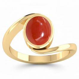 Coral (Special Quality) Gold Wave Ring (R3)