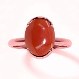 Coral (Special Quality) Rose Gold Dual-Claw Ring (R4)