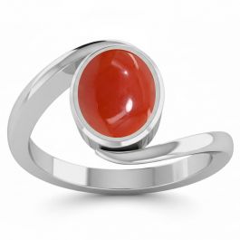 Coral (Special Quality) Silver Wave Ring (R3)