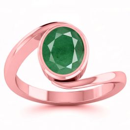 Emerald (Special Quality) Rose Gold Wave Ring (R3)