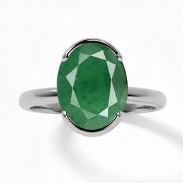 Emerald (Special Quality) Silver Dual-Claw Ring (R4)