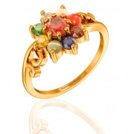 Floral Cluster Navratna Women's Ring