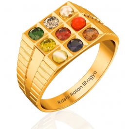 Modern Grid Navratna Men's Ring