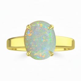 Opal (Special Quality) Gold Classic Solitaire Ring (R2)
