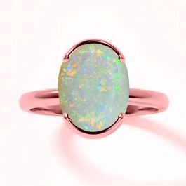 Opal (Special Quality) Rose Gold Dual-Claw Ring (R4)