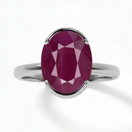 Ruby (Special Quality) Silver Dual-Claw Ring (R4)