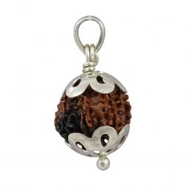 10 Mukhi Rudraksha Silver Pendant (Nepal) 18.19 MM