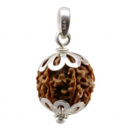 6 Mukhi Rudraksha Silver Pendant (Nepal)