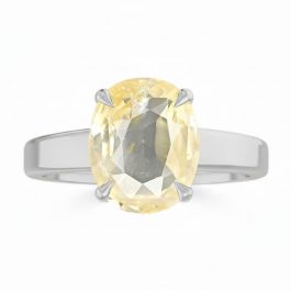 Yellow Sapphire (Special Quality) Silver Classic Solitaire Ring (R2)
